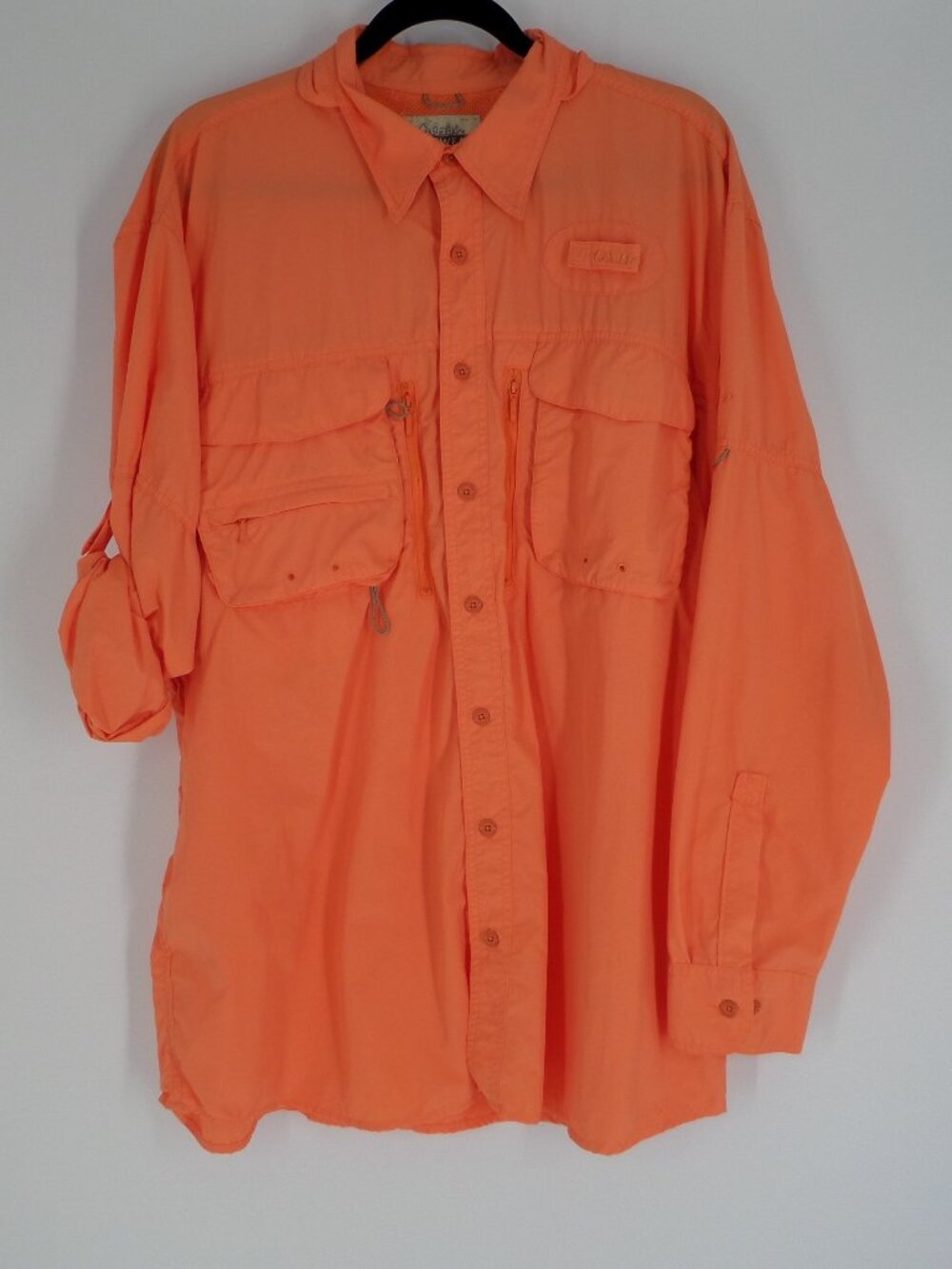 Cabela's Guideware 40 UPF Orange LS Shirt Size XL Tall
